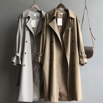 여성 추동 오버핏 더블버튼 롱 트렌치 코트