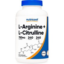 뉴트리 코스트 L-Arginine 엘 시트룰린 엘 아르기닌 240 정, 1병 ( 240정 )