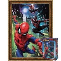 퍼즐피플 마블 스파이더맨 직소퍼즐, 마블 마일즈 모랄레스 300피스 액자포함(엔틱골드), 300p