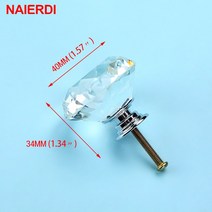 욕실 수납장 거울 화장실 욕실장 수납 북유럽풍 NAIERDI 골드 베이스 다이아몬드 모양 디자인 크리스탈 유, 04 40mm Silver Base
