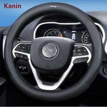 카닌 지프 가죽 핸들커버 국내당일배송, 가죽 핸들커버-지프 로고있음