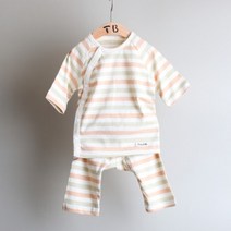 주)더케이 100% 오가닉 순면 무형광 아기 여름내의 7부실내복 세트 레인보우 신생아 여아 내복 출산 선물 유기농 코튼 유아 옷 베이비샤워 통벨라 정품
