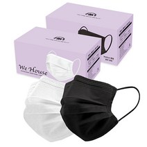 위하우스 보풀없는 귀가 편한 안심 덴탈 마스크 대형 중형 소형 화이트 블랙(검정) 덴탈마스크[식약처인증], 중형(청소년) 화이트(50매)