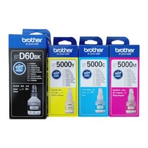 부라더 BTD60 + BT5000 3종 프린터 잉크 세트, BTD60(검정) + BT5000(노랑/빨강/파랑), 5세트