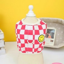 애완 동물 조끼 봄여름 강아지 패션 격자 무늬 하네스 작은 개 귀여운 만화 가디건 고양이 귀여운 디자이너 옷 치와와 몰타, pink+S