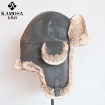 트루퍼햇 겨울 방한 스키 썰매 캠핑 귀도리 군밤모자, 블랙 레더/브라운 플러시 L(58-60cm)