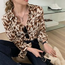 [블루레몬] 호피 셔츠 블라우스 레오파드 시크 부드러운 간절기 봄 가을 여리핏 데일리룩 오피스룩