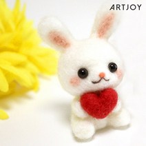 아트조이 DIY 양모펠트 키링 키트 하트 토끼, 1개