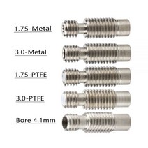 프린터 EV6 히트 브레이크 핫 엔드 스로트 1.75/3.0/4.1mm 올 메탈/PTFE 포함 스테인레스 스틸 원격 공급 튜브 파이프, 1.75mm With PTFE