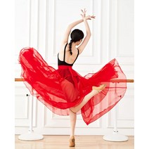 PAOTIT 여성용 서정 댄스 스커트 롱 쉬어 스윙 랩 스커트 모던 발레 코스.. 정품보장