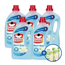 [ITALY명품 올인원세제] 무스키오 오미노비앙코 OMINO BIANCO 세탁세제 화이트 머스크향 + 하이맘밴드 이지베이직 혼합형20매 단독증정 일반드렴겸용, 5통, 2L