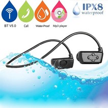 운동효과 급상승 방수 MP3 이어폰 헤드셋 ipx8 방수 수영 헤드셋 마이크 포함 8gb mp3 플레이어 무선 블루투스 이어폰 bt5.0 스포츠 이어폰 전화, 검은색
