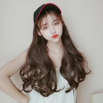 가발 모자 일체형 가발 옥수수 롱 웨이브 히든 캡 가발 커버, 스트레이트헤어초콜릿컬러50Cm