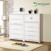 세르지오900 대용량 5단서랍장, 웬지화이트