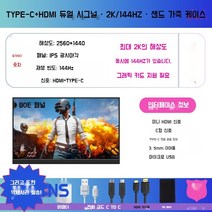휴대용 보조 포터블 모니터 4K 144HZ IPS 17인치, 17.3인치 ips, qhd 144hz c타입