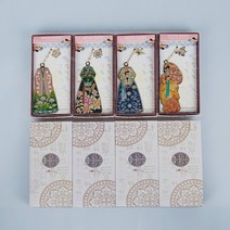 전통문양 체인장식 책갈피4종세트 북마크 기념품 24K GP, 04. 4종세트전통한복2