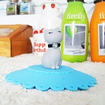 바이앨리 도도한 고양이 도도캣 실리콘 밀폐 머그 컵덮개 겸 컵뚜껑 (돌잔치 답례품), *. 플라워 핑크블루