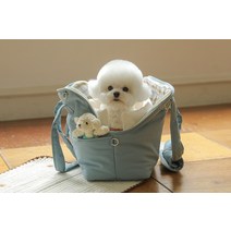 강아지 포대기 띠 중형견슬링백 업백 반달백팩 여행 가방 어깨 가방 몰타 비숑 가방 집, 하늘색 픽업백, 길이 37 너비 17 높이 25