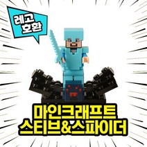 레고호환 마인크래프트 미니피규어 8종 중국레고 레고호환블록, 02.마인크래프트 - 스티브 & 스파이더