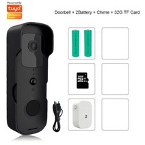 핸드벨 TuyaSmart-무선 비디오 초인종 방수 야간 투시경 집 보안 1080P FHD 카메라 디지털 비주얼 인터콤 와이파이 도어벨, 영국 플러그, T30-B5