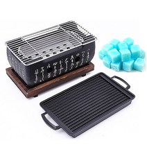 일본식 직사각 미니화로 + 직사각 그릴팬 + 고체연료 25g x 20p 풀세트