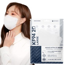 에어에이드 미세먼지 황사방역 새부리형 마스크(KF94)(화이트)(대형) 에어에이드 숨쉬기편한 귀편한 일회용 미세먼지 황사 방역 KF94 새부리형 2D 대형 화이트 개별포장, 1매입, 50매, 화이트