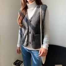 코지 여자 봄 가을 여행룩 미니멀 데일리 포켓 양털 조끼