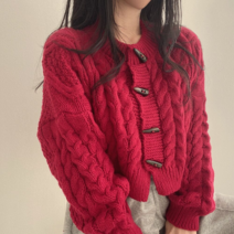 블링앤수 귀여운 여성 기본핏 라운드넥 가디건 KZZ150