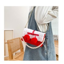 미우크굿즈 폼폼 망스티치 가방 만들기 손뜨개 양모 코바늘 가방뜨기 DIY키트, 레드