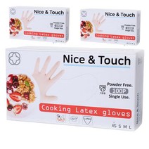 나이스앤터치 요리용 라텍스장갑 XS 100pcs 3box, M 3박스