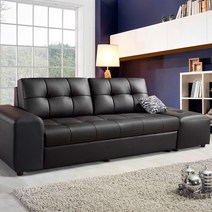 서광퍼니처 헤르본 CL라텍스 인조가죽 3인용소파 스툴세트, 크림베이지/착석시 왼팔