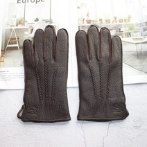 새로운 사슴 가죽 장갑 남성용 가죽 외부 스티치 스트라이프 복고풍 오토바이 라이딩