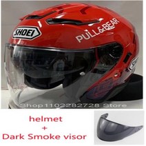 오토바이헬멧 신제품 오픈 페이스 쇼에이 J크루즈 II 마르케즈 6 오토바이 헬멧 모토 크로스 레이싱, Dark Smoke visor+L