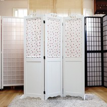 플라워 패널 원목 인테리어 파티션 160cm 거실 침실 공간분리 칸막이, 3단 화이트