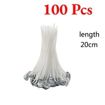 안공사 실팔찌 100Pcs 코 튼 촛불 Wicks 무연 왁 스 순수 코어 DIY Pre-waxed 파티 용품 만들기 2.5-20cm, 20cm