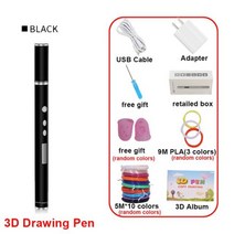 세계에서 가장 슬림 DIY 3D 프린팅 펜 RP900A 창의적인 장난감 선물 어린이를 위한 크리스마스 선물, 플라스틱 필라멘트, 영국 어댑터, 50M PLA 와이어 추가1