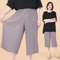애비뉴투지 엄마옷 국내산 플리츠 여름 7부 와이드 밴딩 통바지 치마바지 P06126 50대 60대 중년여성의류