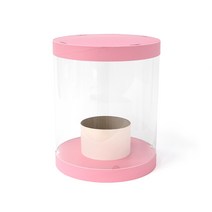 박스앤박스 크리스탈 플라워 원형 L 꽃 상자 플라워 투명 꽃자재 선물 박스 포장, 1개, 진핑크