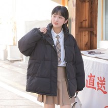 오버클래쓰 여성 아우터 자켓 점퍼 패딩 루즈핏 긴팔 기본 하프