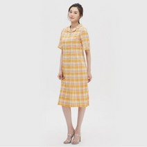 크로커다일레이디 체크 카라 반팔 원피스