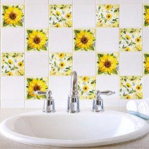 해바라기 타일스티커 욕실 리폼 방수스티커 꽃스티커 덧방 원룸 가게 화장실 추천