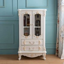 단독장식장 빈티지 가구 양주장 골동품 바로크 프레임, 순백색과 금색 51x30x110