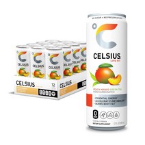 CELSIUS Essential Energy Drink 셀시어스 에너지 드링크 피치 망고 그린티 355ml 12개입