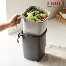 한샘 냄새차단 밀폐 음식물 쓰레기통 4L 그레이 화이트