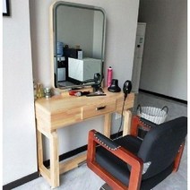 미용실경대 수납 사각 바버샵 원목 우드 빈티지 엔틱 파우더룸 간접조명, 공식 표준, 원목 싱글 로그 오프 화이트