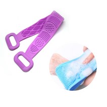 힘찬쇼핑_ 목욕탕 실리콘 안아픈 등 때 밀이 밀기 긴 타올 수건 혼자등밀기 셀프 시원한 부드러운 저자극 뷰티 양면 지압 마사지 돌기 손잡이 샤워 목욕 타월 대형, 1개