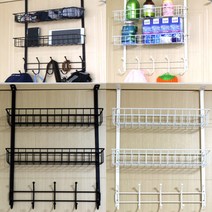 다용도 문걸이선반 무타공 못없이 못없는 스트링 철제 벽걸이 수납 걸이 선반 문수납, 블랙