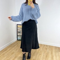 4color 허리밴딩 겉기모 절개 스웨이드 머메이드 롱스커트