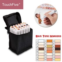음주 측정기 TOUCHFIVE 122436 색 마커 스킨 톤 세트 아트 펜 아티스트 듀얼, 12 Colors