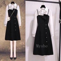 [Myshe]여성 오피스룩 긴팔 원피스 봄가을 빅사이즈 Xiao616CQ01